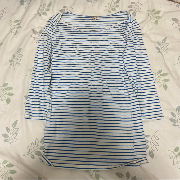 Babaton Blue & White Striped Half Sleeve Top - Size Medium - Picture 5 of 10